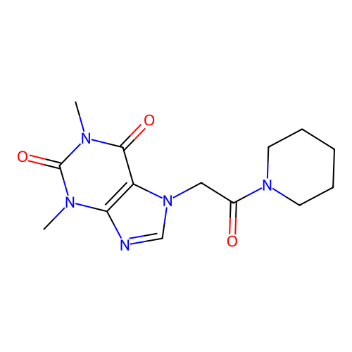 1,3-dimethyl-7-(2-oxo-2-piperidin-1-ylethyl)-3,7-dihydro-1H-purine-2,6-dione structure