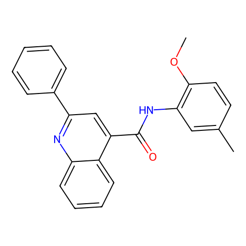 N-(2-methoxy-5-methylphenyl)-2-phenylquinoline-4-carboxamide structure