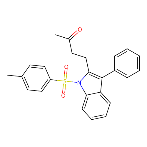 4-{1-[(4-methylphenyl)sulfonyl]-3-phenyl-1H-indol-2-yl}butan-2-one structure