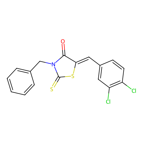 (Z)-3-benzyl-5-(3,4-dichlorobenzylidene)-2-thioxothiazolidin-4-one structure