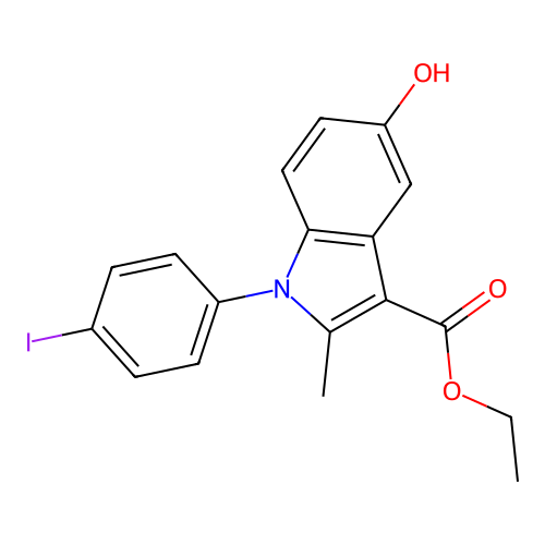 ethyl 5-hydroxy-1-(4-iodophenyl)-2-methyl-1H-indole-3-carboxylate structure