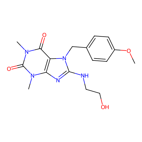 8-((2-hydroxyethyl)amino)-7-(4-methoxybenzyl)-1,3-dimethyl-1H-purine-2,6(3H,7H)-dione structure
