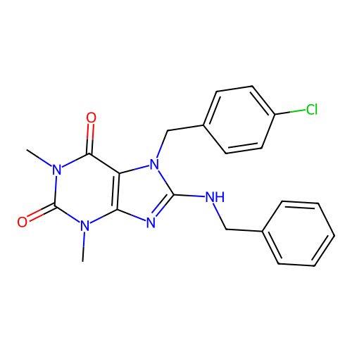 8-(benzylamino)-7-(4-chlorobenzyl)-1,3-dimethyl-3,7-dihydro-1H-purine-2,6-dione structure