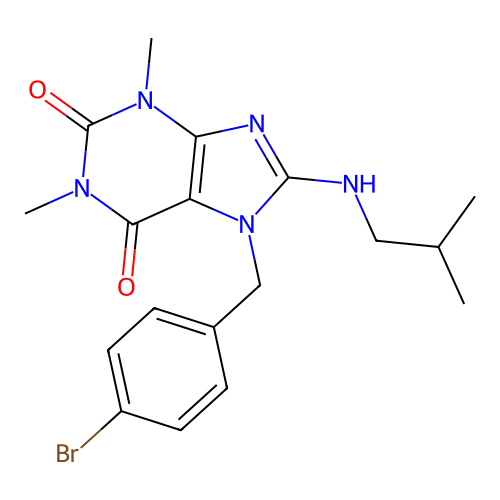 7-(4-bromobenzyl)-1,3-dimethyl-8-[(2-methylpropyl)amino]-3,7-dihydro-1H-purine-2,6-dione structure