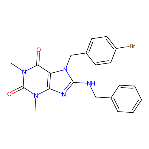 8-(benzylamino)-7-(4-bromobenzyl)-1,3-dimethyl-3,7-dihydro-1H-purine-2,6-dione structure