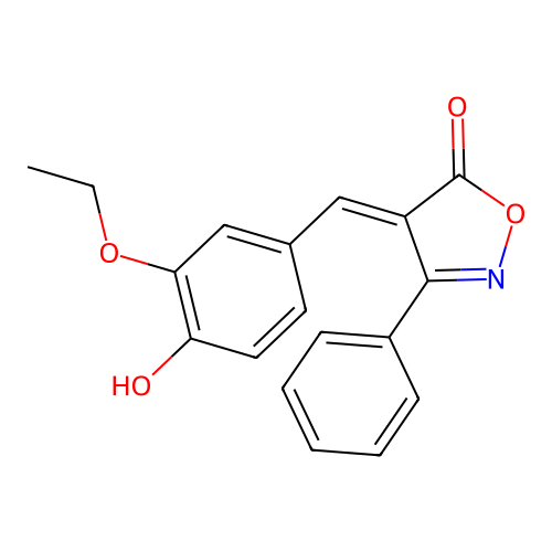 4-(3-ethoxy-4-hydroxybenzylidene)-3-phenyl-5(4H)-isoxazolone structure