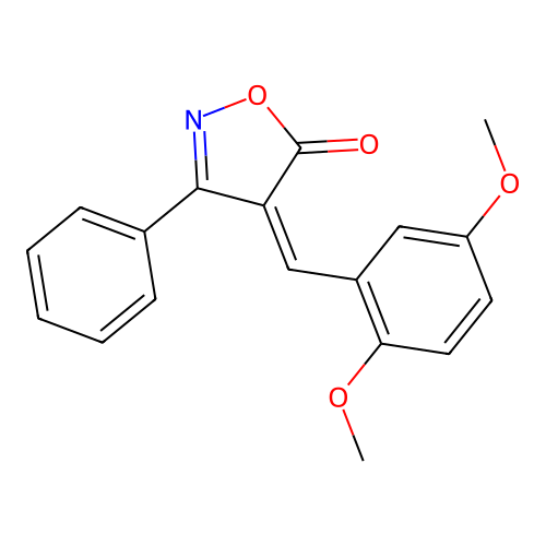 (Z)-4-(2,5-dimethoxybenzylidene)-3-phenylisoxazol-5(4H)-one structure