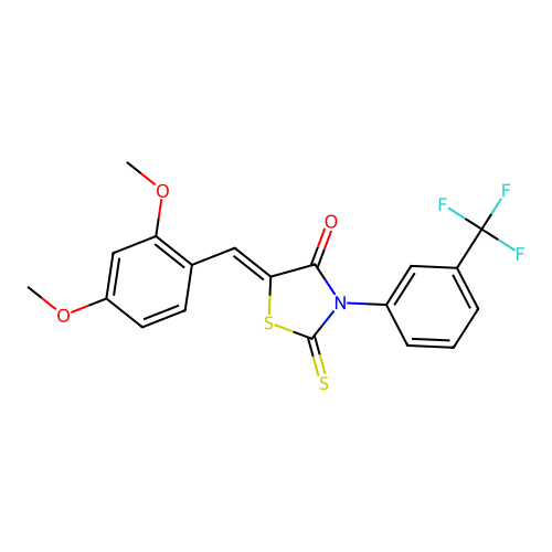 (Z)-5-(2,4-dimethoxybenzylidene)-2-thioxo-3-(3-(trifluoromethyl)phenyl)thiazolidin-4-one structure
