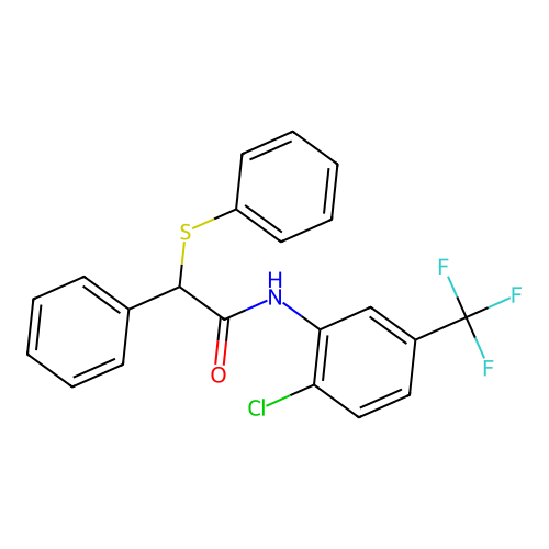 N-[2-chloro-5-(trifluoromethyl)phenyl]-2-phenyl-2-(phenylsulfanyl)acetamide structure