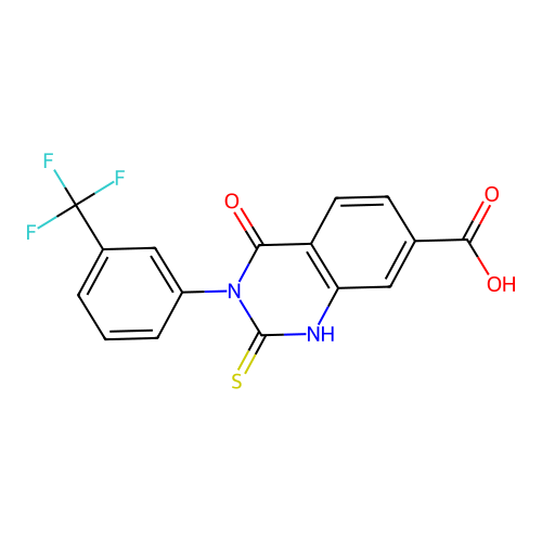 4-oxo-2-sulfanylidene-3-[3-(trifluoromethyl)phenyl]-1H-quinazoline-7-carboxylic Acid structure