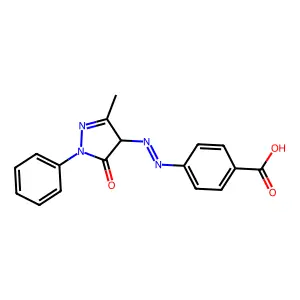 4-((4,5-Dihydro-3-methyl-5-oxo-1-phenyl-1H-pyrazol-4-yl)azo)benzoic acid structure