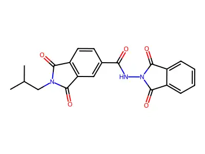 N-(1,3-dioxoisoindol-2-yl)-2-(2-methylpropyl)-1,3-dioxoisoindole-5-carboxamide structure
