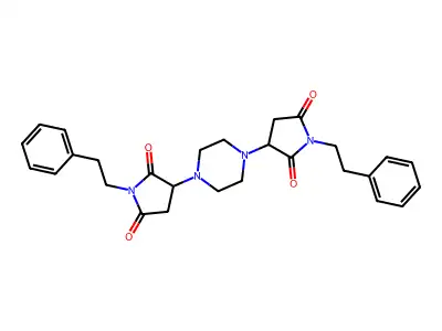 3,3'-Piperazine-1,4-diylbis[1-(2-phenylethyl)pyrrolidine-2,5-dione] structure