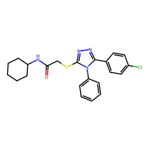 2-((5-(4-Chlorophenyl)-4-phenyl-4H-1,2,4-triazol-3-yl)thio)-N-cyclohexylacetamide structure