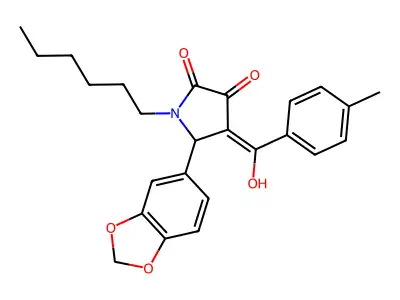 5-(1,3-benzodioxol-5-yl)-1-hexyl-3-hydroxy-4-(4-methylbenzoyl)-1,5-dihydro-2H-pyrrol-2-one structure
