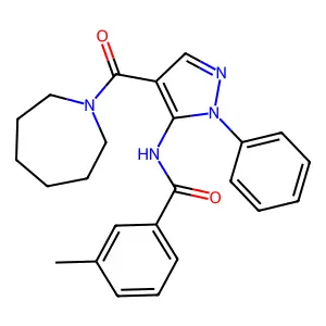 N-[4-(azepane-1-carbonyl)-2-phenylpyrazol-3-yl]-3-methylbenzamide structure