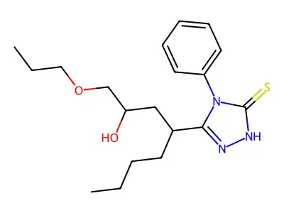 3-(2-hydroxy-1-propoxyoctan-4-yl)-4-phenyl-1H-1,2,4-triazole-5-thione structure