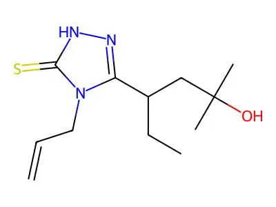 3-(5-hydroxy-5-methylhexan-3-yl)-4-prop-2-enyl-1H-1,2,4-triazole-5-thione structure