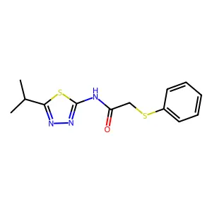 N-(5-isopropyl-1,3,4-thiadiazol-2-yl)-2-(phenylthio)acetamide structure