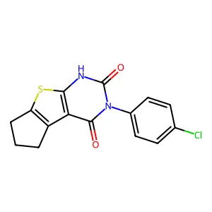 3-(4-chlorophenyl)-1,5,6,7-tetrahydro-2H-cyclopenta[4,5]thieno[2,3-d]pyrimidine-2,4(3H)-dione structure