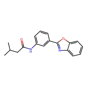 N-[3-(1,3-benzoxazol-2-yl)phenyl]-3-methylbutanamide structure