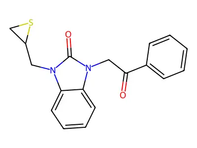 1-Phenacyl-3-(thiiran-2-ylmethyl)benzimidazol-2-one structure