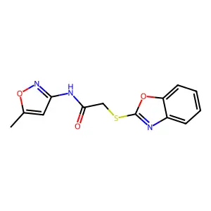 2-(1,3-benzoxazol-2-ylsulfanyl)-N-(5-methyl-1,2-oxazol-3-yl)acetamide structure