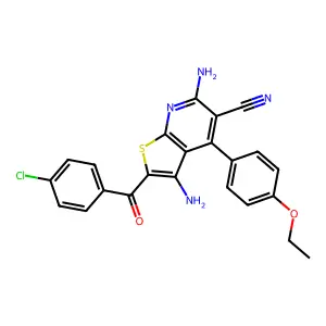 3,6-diamino-2-(4-chlorobenzoyl)-4-(4-ethoxyphenyl)thieno[2,3-b]pyridine-5-carbonitrile structure