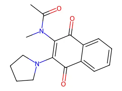 N-(1,4-dioxo-3-pyrrolidin-1-ylnaphthalen-2-yl)-N-methylacetamide structure