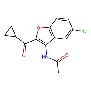 N-[5-chloro-2-(cyclopropanecarbonyl)-1-benzofuran-3-yl]acetamide structure