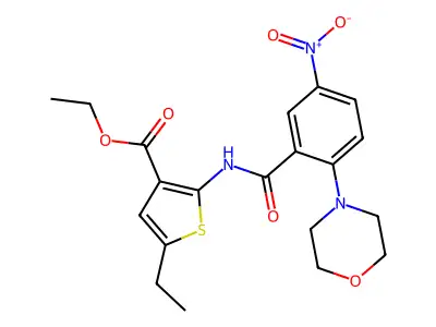 Ethyl 5-ethyl-2-[(2-morpholin-4-yl-5-nitrobenzoyl)amino]thiophene-3-carboxylate structure