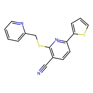2-(Pyridin-2-ylmethylsulfanyl)-6-thiophen-2-ylpyridine-3-carbonitrile structure