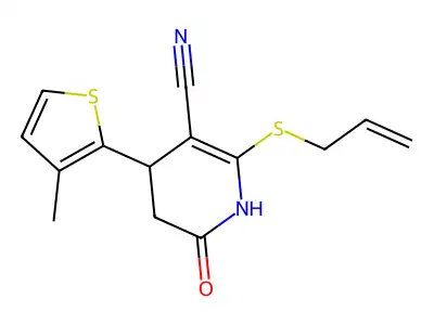 4-(3-methylthiophen-2-yl)-2-oxo-6-prop-2-enylsulfanyl-3,4-dihydro-1H-pyridine-5-carbonitrile structure