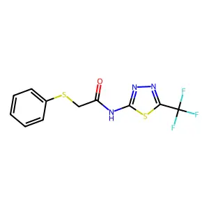 2-(Phenylsulfanyl)-N-[5-(trifluoromethyl)-1,3,4-thiadiazol-2-yl]acetamide structure