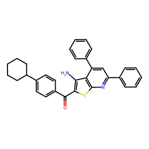 (3-Amino-4,6-diphenylthieno[2,3-b]pyridin-2-yl)(4-cyclohexylphenyl)methanone structure