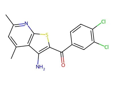 (3-Amino-4,6-dimethylthieno[2,3-b]pyridin-2-yl)(3,4-dichlorophenyl)methanone structure