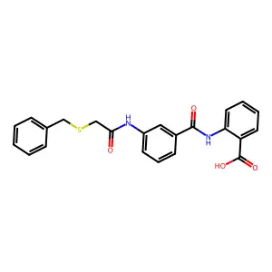 2-[(3-{[(Benzylthio)acetyl]amino}benzoyl)amino]benzoic acid structure