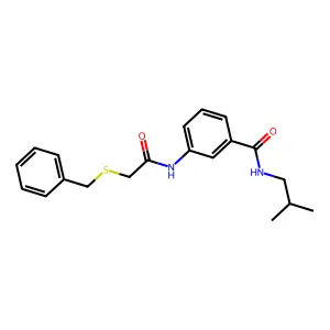 3-[(2-benzylsulfanylacetyl)amino]-N-(2-methylpropyl)benzamide structure