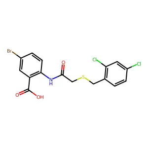 5-Bromo-2-({[(2,4-dichlorobenzyl)sulfanyl]acetyl}amino)benzoic acid structure