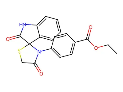 Ethyl 4-(2,4'-dioxospiro[indoline-3,2'-thiazolidin]-3'-yl)benzoate structure
