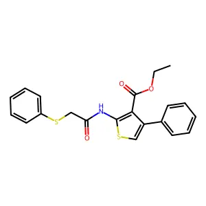 Ethyl 4-phenyl-2-{[(phenylsulfanyl)acetyl]amino}-3-thiophenecarboxylate structure