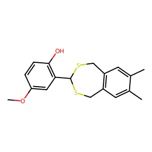 2-(7,8-Dimethyl-1,5-dihydro-2,4-benzodithiepin-3-yl)-4-methoxyphenol structure
