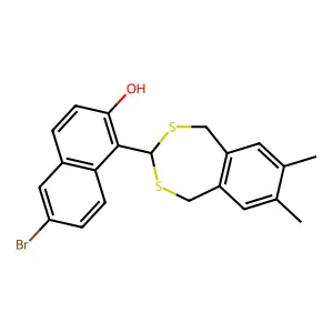 6-Bromo-1-(7,8-dimethyl-1,5-dihydro-2,4-benzodithiepin-3-yl)naphthalen-2-ol structure