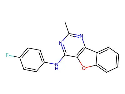 N-(4-fluorophenyl)-2-methyl-[1]benzofuro[3,2-d]pyrimidin-4-amine structure