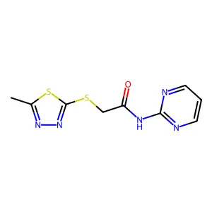 2-[(5-methyl-1,3,4-thiadiazol-2-yl)sulfanyl]-N-(pyrimidin-2-yl)acetamide structure
