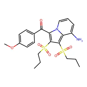 [8-Amino-1,2-bis(propylsulfonyl)indolizin-3-yl]-(4-methoxyphenyl)methanone structure