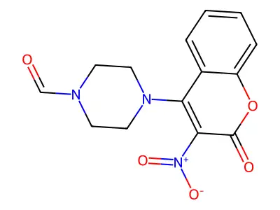 4-(3-nitro-2-oxo-2H-chromen-4-yl)piperazine-1-carbaldehyde structure