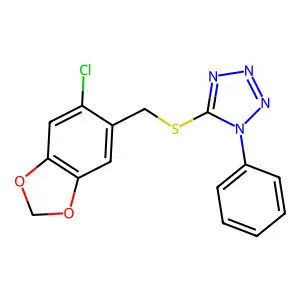 5-[(6-Chloro-1,3-benzodioxol-5-yl)methylsulfanyl]-1-phenyltetrazole structure