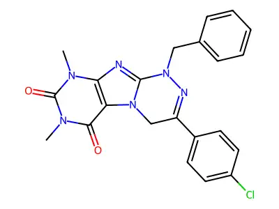 1-benzyl-3-(4-chlorophenyl)-7,9-dimethyl-7,9-dihydro-[1,2,4]triazino[3,4-f]purine-6,8(1H,4H)-dione structure