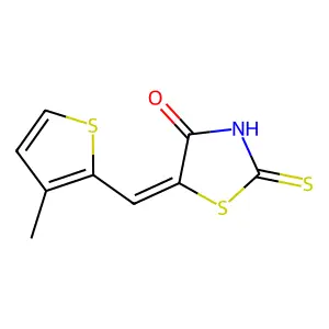 (5E)-2-mercapto-5-[(3-methyl-2-thienyl)methylene]-1,3-thiazol-4(5H)-one structure